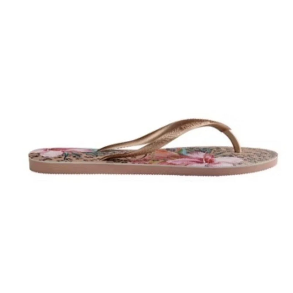 Havaianas Girls Slim Animal Floral Flip Flop Sandal Crocus Rose Size 1Y EU 31/32